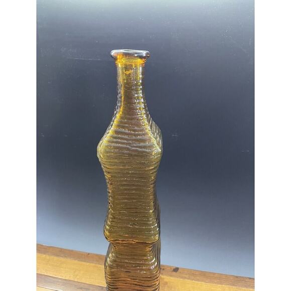 Empoli Bottle Decanter Ribbed Square Design 14" inches NO STOPPER Amber - Picture 3 of 11